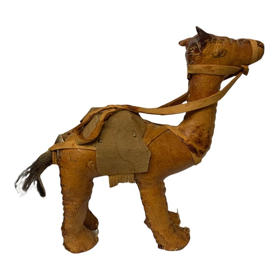AM Vintage Handmade Leather Camel Figurine Beijing China Great Wall Souvenir