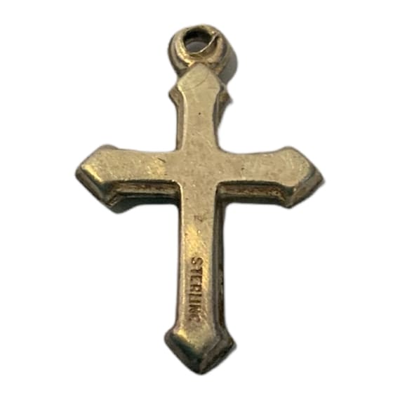 Vintage Sterling Silver Cross Christian Religious Charm Pendant