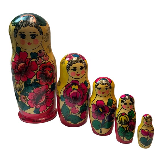 Vintage Wooden Russian Nesting Dolls Matryoshka Souvenir Large