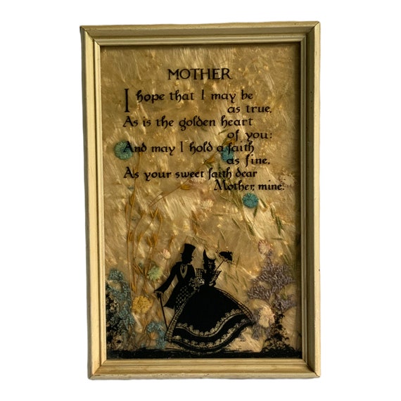 Vintage Framed Mother Mothers Mom Day Poem Pressed Flowers Gift