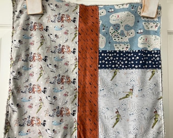 Peter Pan Neverland lovey baby blanket/ luxe gray minky/ security blanket/ Lost boys