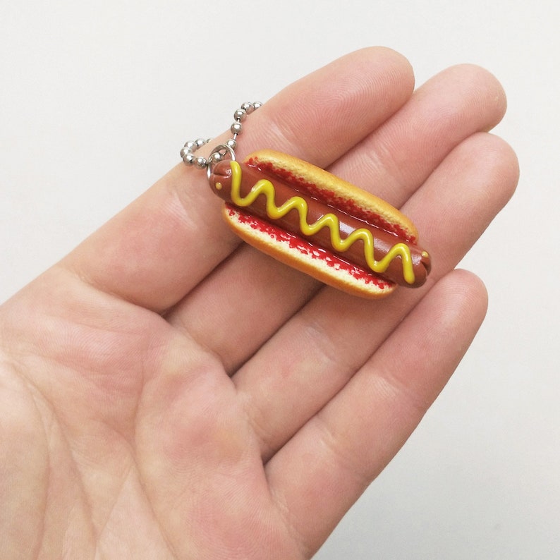 Keychain Hot Dog Miniature Fast Food Keyring Realistic Etsy