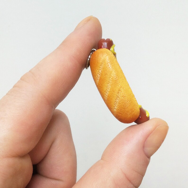 Keychain Hot Dog Miniature Fast Food Keyring Realistic Etsy