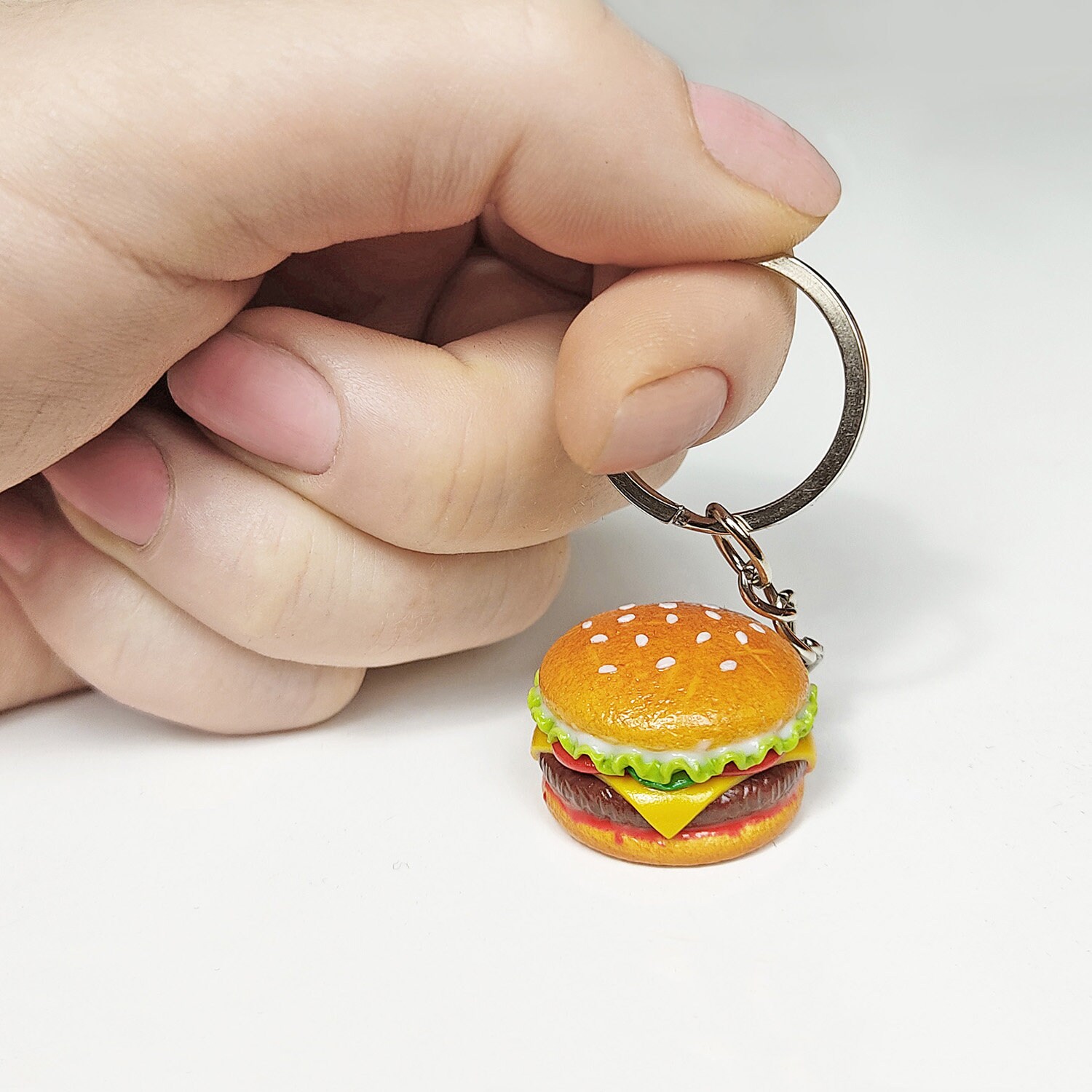 Mini Burger Keychain Key Chain Miniature Fast Food Keyring Etsy