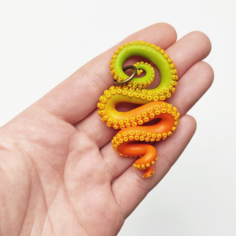 Octopus tentacle pendant handmade polymer clay jewelry Etsy