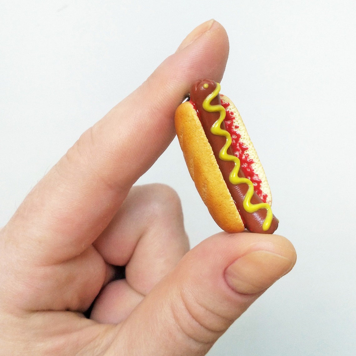 Keychain Hot Dog Miniature fast food Keyring realistic Etsy