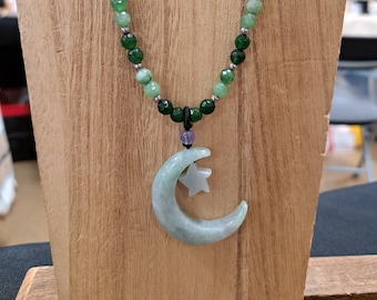 Nephrite Jadeite Moon Necklace