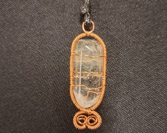 Wire Wrapped Tumbled Quartz Point Pendant