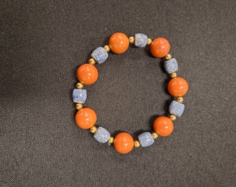 Blue Coral and Red Jasper Bracelet