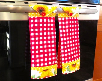 Large Sunflower Hanging Towel, Sunflower Kitchen Towels, Sunflower Dish Towel, Sunflower Decor, Sunflower Gifts