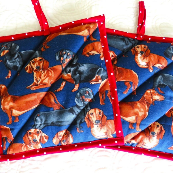 Dachshund Dog Large Potholder Set, Dog Potholders, Dog Hot Pad, Dachshund Hot Pads, Dachshund Gift ,Dachshund Potholders Gift Set, Dog Decor