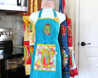 Our Lady of Guadalupe Cotton Apron: Sunflower Kitchen Gift, Catholic Gift
