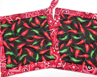 Pot Mitts Pair of RED HOT CHILI PEPPER Pot Holders Pot Handle Covers Pot Mitts Pair of RED HOT CHILI PEPPER Pot Holders Pot Handle Covers
