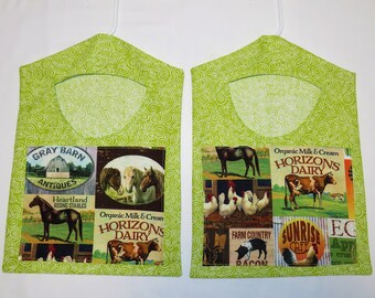 Chicken Pig Clothespin Holder Farm Clothespin Bag Horse Clothespin Holder Farm Gift Farm Clothespin Holder Cow Clothespin Holder