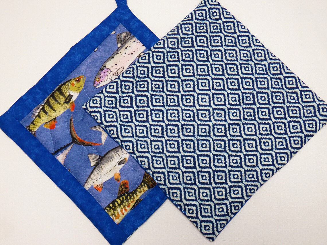 Fish Pot Holders Set Fish Hot Pads Fishing Lovers Gift Etsy
