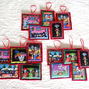 Halloween Halloween Ornaments Set of 5, Mexican Sugar Skull Gifts Set, Day of the Dead Decor