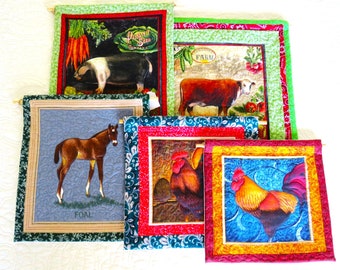 Quilted Horse, Cow, Pig, Chicken Wall Hangings, Farm Gifts, Horse Decor, Farm Wall Decor, Chicken / Rooster Decor