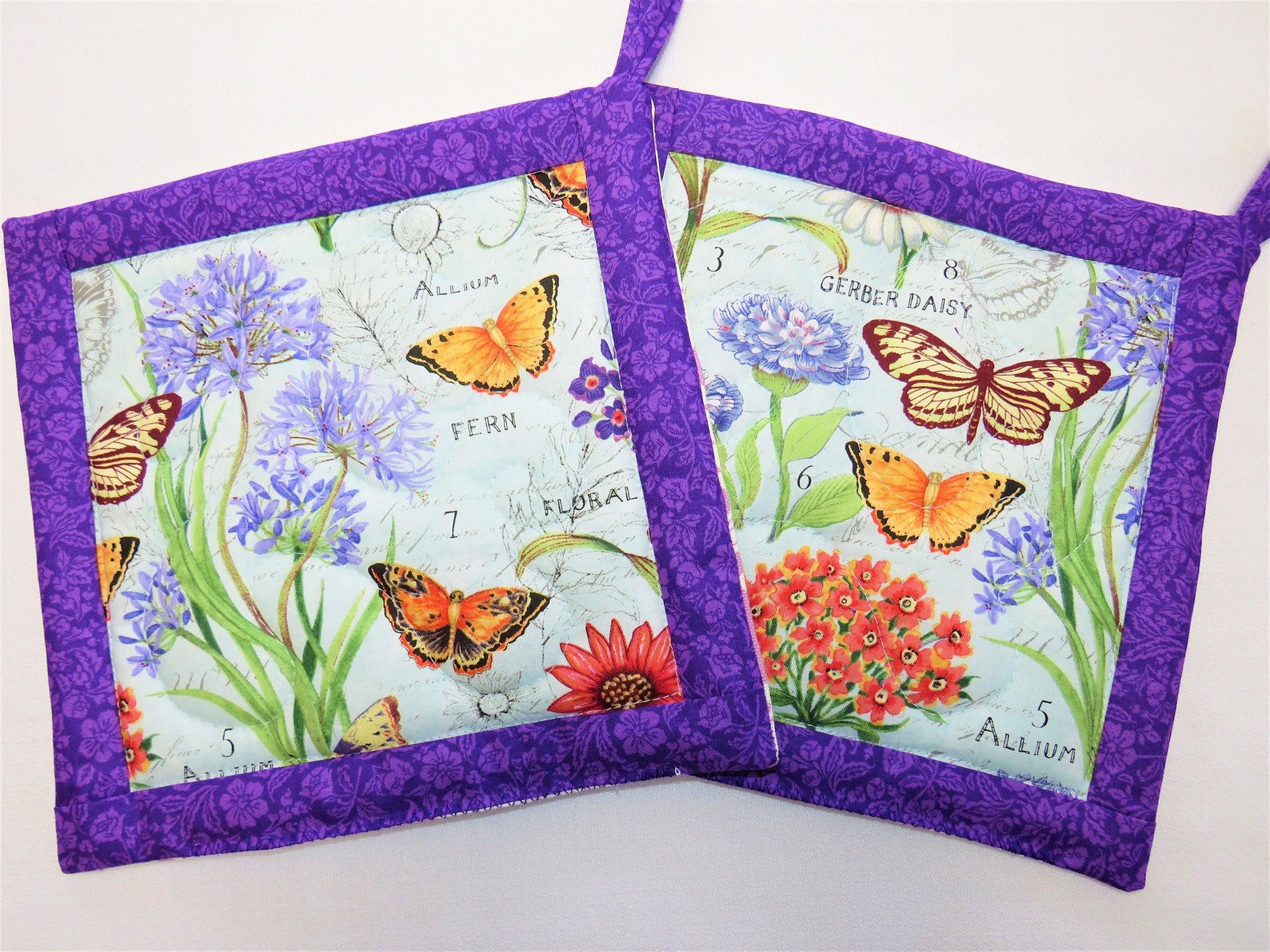 Butterfly Pot Holders Set Flowers Pot Holders Butterfly hot Etsy