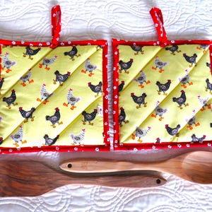 Farm Animal Potholder Set: Rooster & Chicken Hot Pads, Farmhouse Gift Set