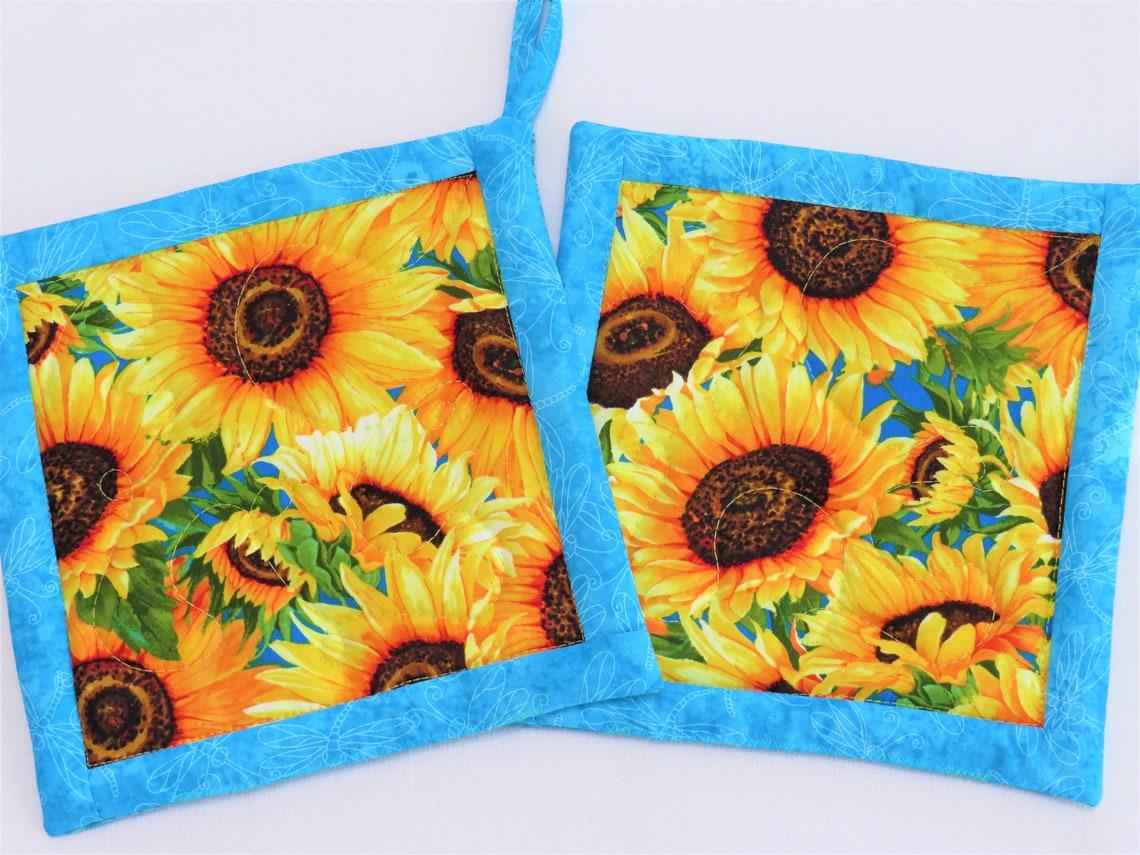Sunflower Pot Holders Set Pot Holders Gift Set Sunflower Etsy