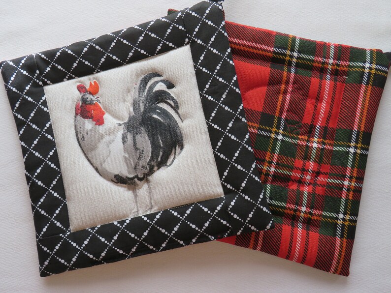 Large Chicken Potholder Set Rooster Potholders Chicken Hot Etsy