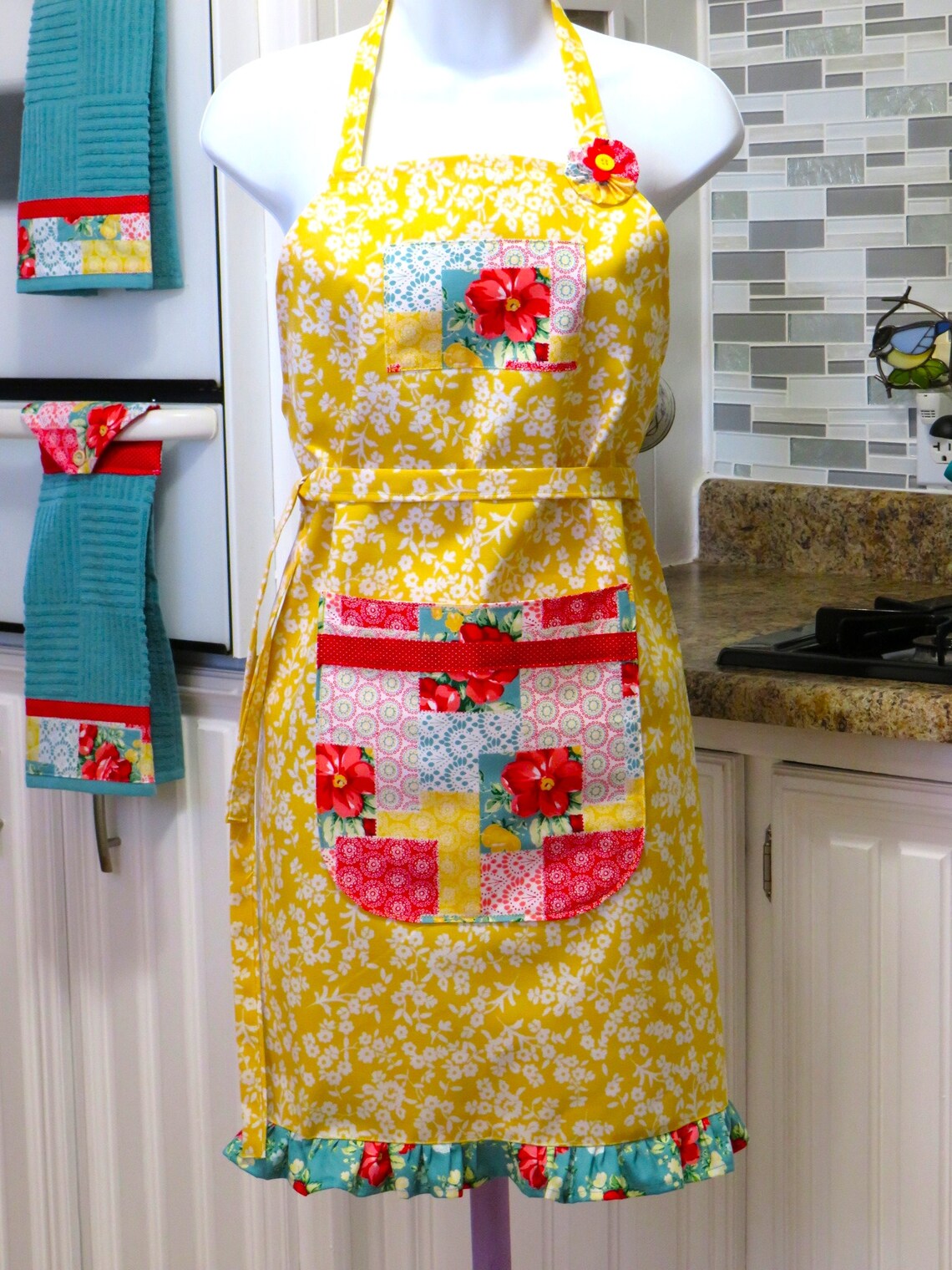 Pioneer Woman Fabric Apron Pioneer Woman Fabric Kitchen Etsy