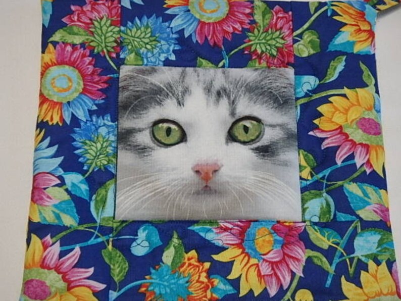 Quilted cat Hot Pad Set of two Cat Hot Pads Cat Pot Holder Gift Set Cat Lovers Gift Cat Pot holders