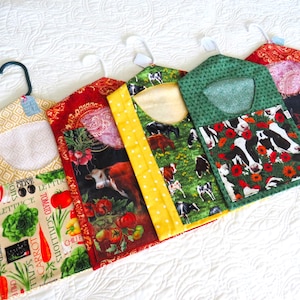 Farm Clothespin Bag: Cow, Tractor, and Vegetable Garden Designs, Cotton Fabrics