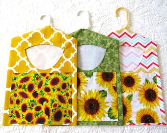 Sunflower Clothespin Bag, Sunflower Closet Organizer, Sunflower Laundry Organizer, Sunflower Decor, Sunflower Clothespin Holder
