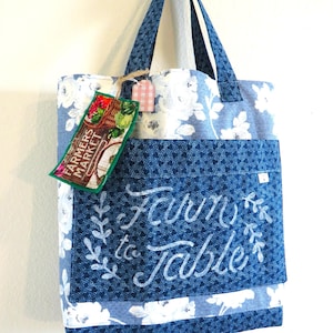 Farmers Market Tote Bags: Variety Hand Stenciled Farmers Market Designs, Farm to Table