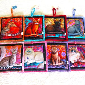 Cat Potholder: Whimsical Quilted Cotton Hot Pad, Mother's Day Cat Lover Gift