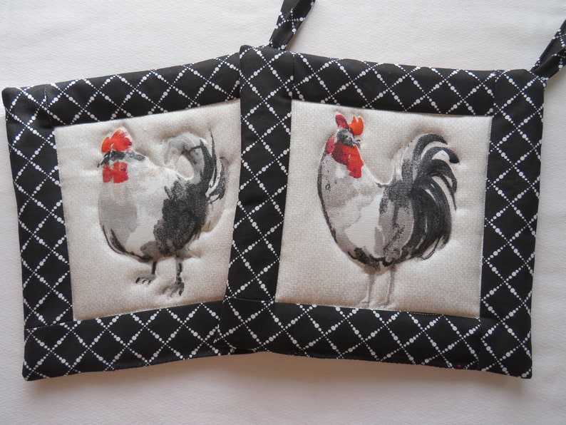 Large Chicken Potholder Set Rooster Potholders Chicken Hot Etsy