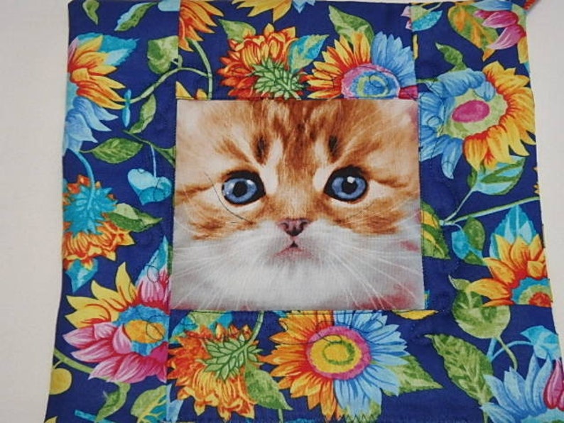 Quilted cat Hot Pad Set of two Cat Hot Pads Cat Pot Holder Gift Set Cat Lovers Gift Cat Pot holders