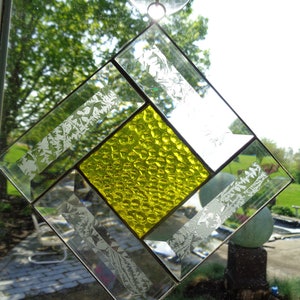 Yellow Suncatcher with Glue Chip Bevels