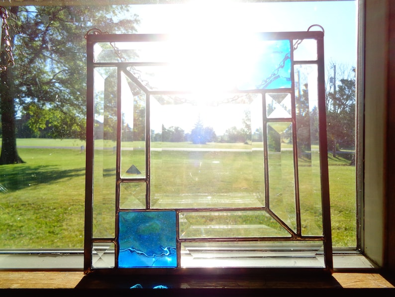 Suncatcher with Bevels and Blue Glass