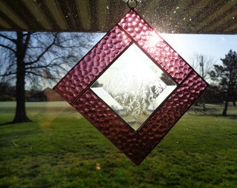 Purple Suncatcher with Glue Chip Bevel