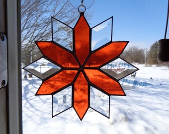 Orange and bevel suncatcher