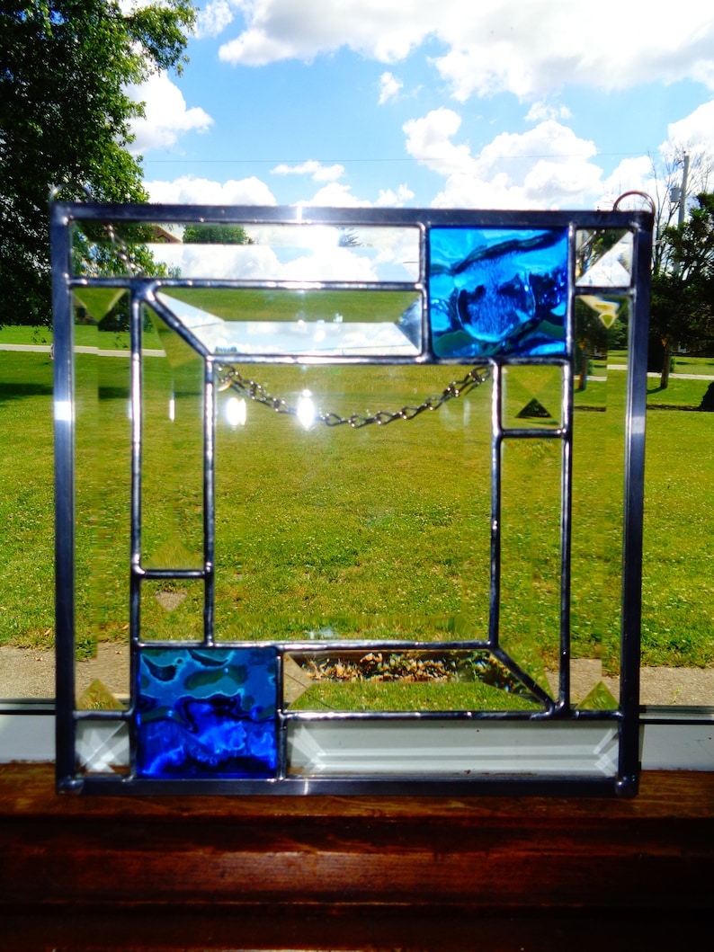 Suncatcher with Bevels and Blue Glass