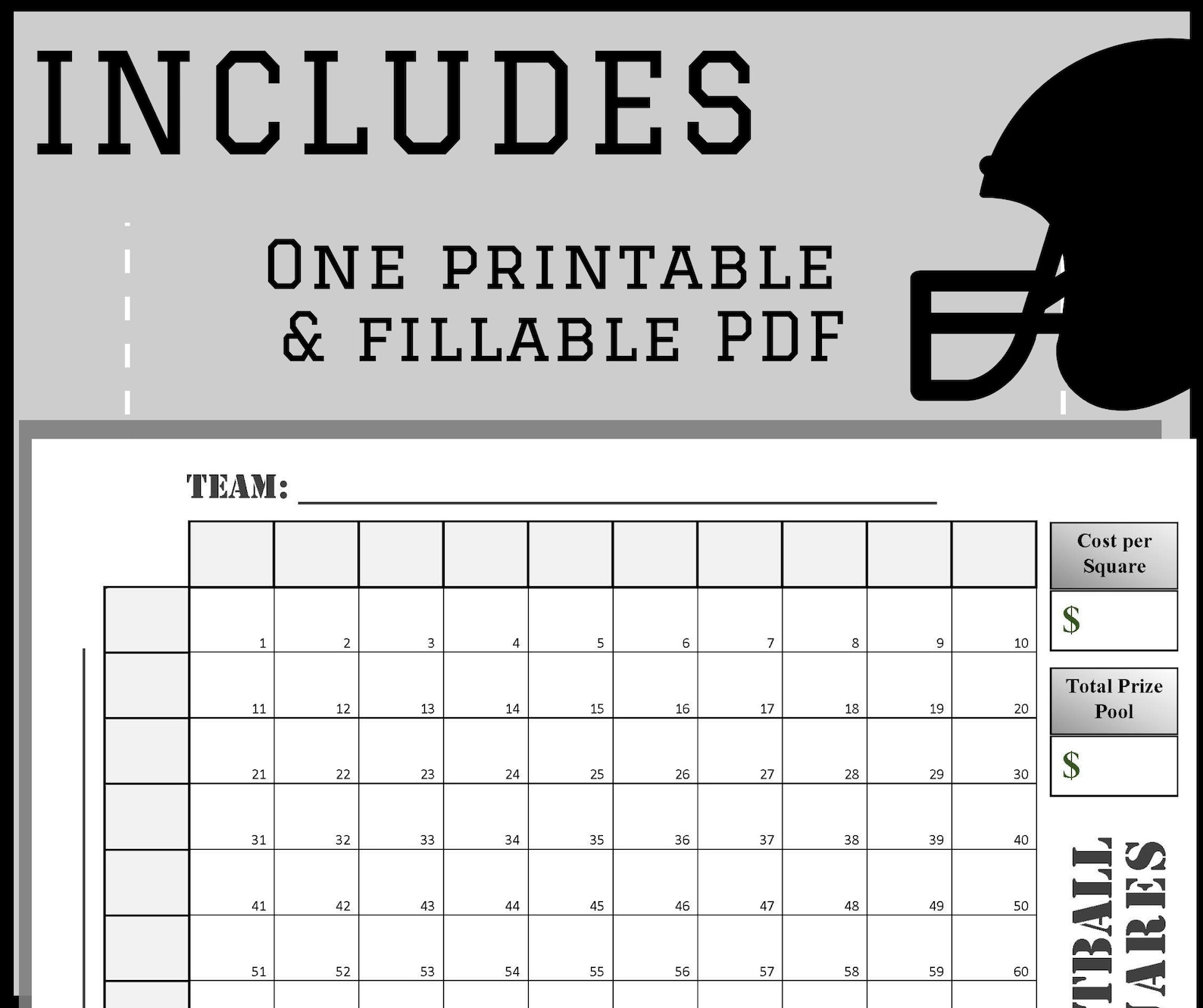 Free Printable Football Squares Pdf With Numbers
