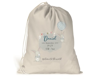 Personalised Baby Boy Gift Bag..... Welcome to the world.. Birth details.. Memory Box.. Keepsake ...