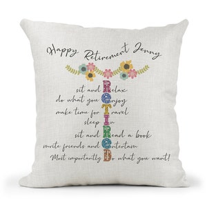 Personalised Cushion Gift, Colleague, Mum, Co-worker, Sister Friend Retirement Gift Keepsake