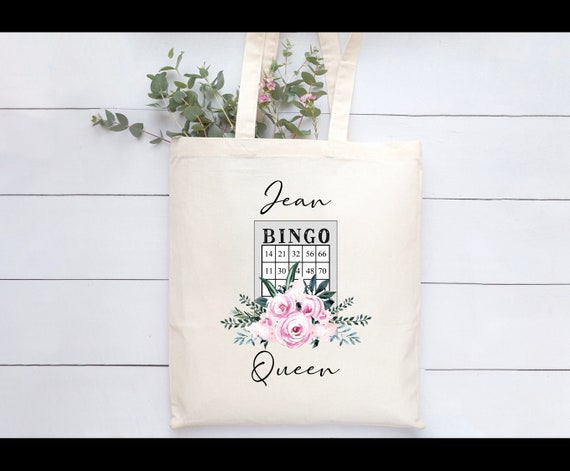 Personalised Natural Beige Tote Bag.. Bingo Queen Gift.. Nan, Mum, Friend, Bingo Bag