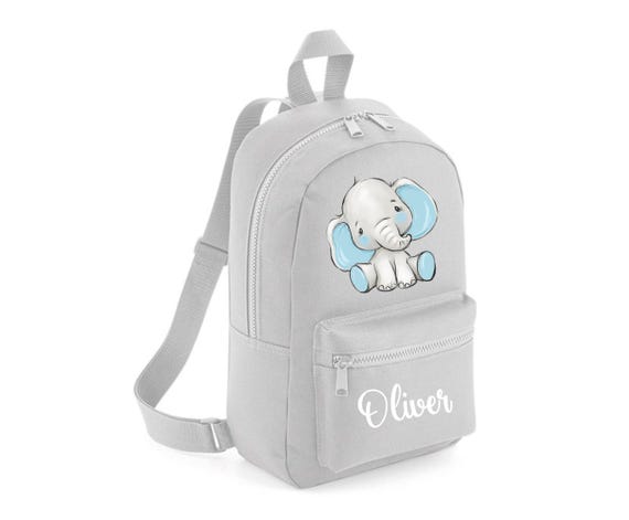 elephant mini backpack Personalised elephant mini rucksack backpack grey boys girls nursery bag  school bag cute elephant & name