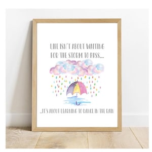 digital print life isnt about waiting for the storm to pass,  digital print. inspirational quote digital download art poster jpeg pdf