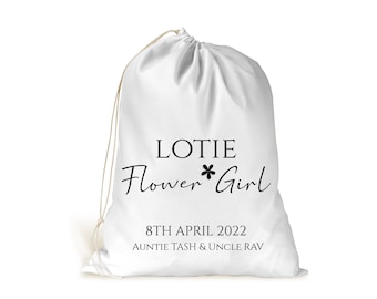 Personalised Flower girl Drawstring Gift Bag.. Wedding Favour .. Thank you Gift..