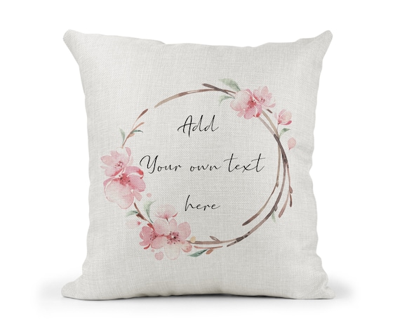 Personalised Cushion. Design Your Own. Custom Order. Add Own Text. Pink gold Floral Cream Cushion Etsy