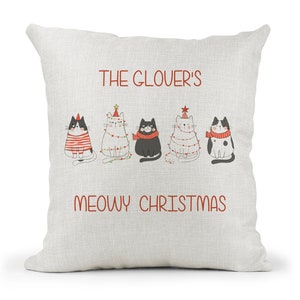 Personalised Meowy Christmas cat cushion, cat Christmas cushion... family cushion Christmas