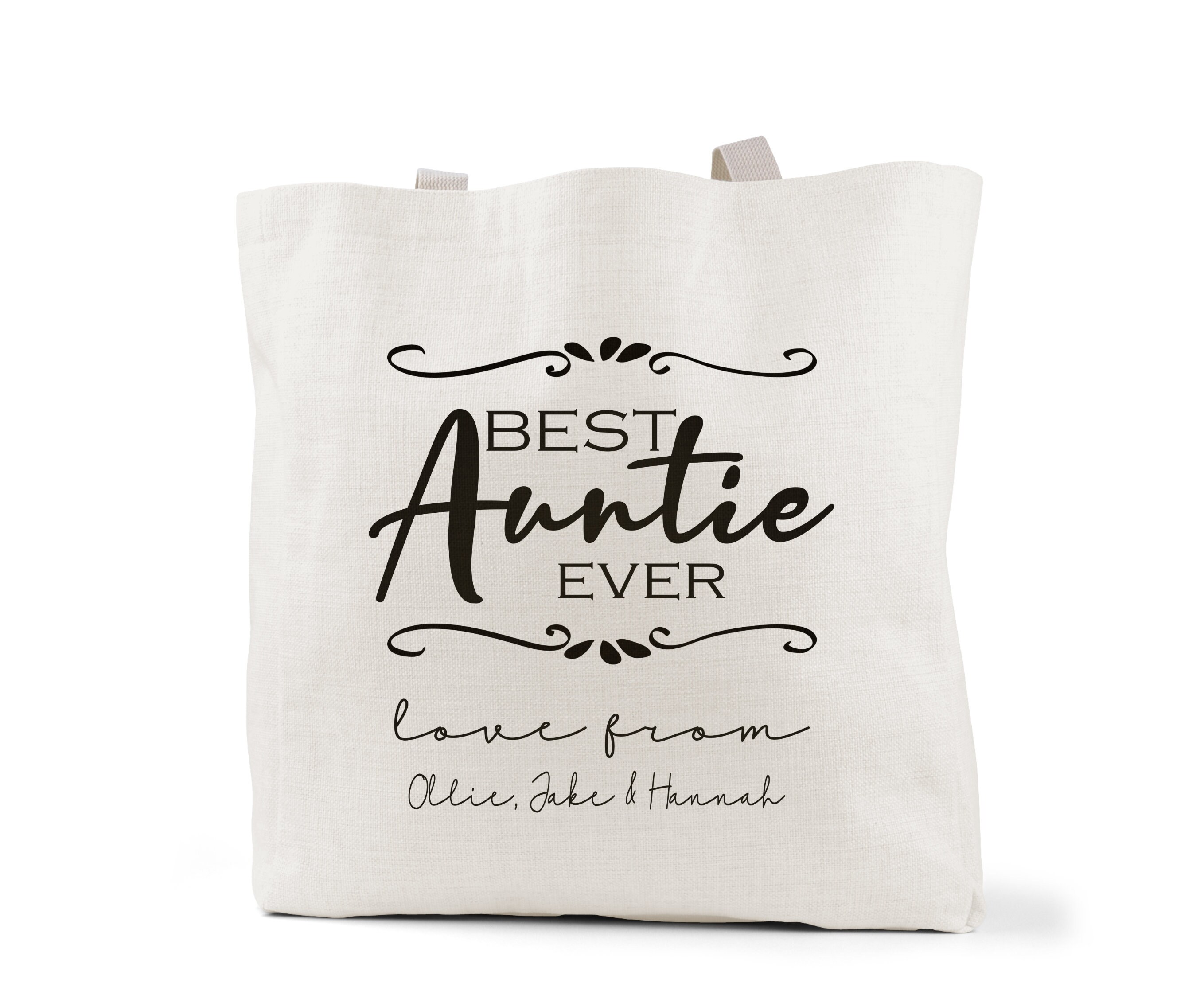Personalised Natural Linen Tote Bag.. Best Auntie Ever Etsy