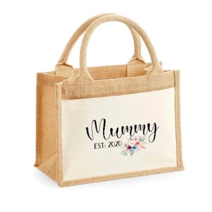 Personalised Jute Bag XL... Mummy Est: New Mum, Baby Shower Gift..