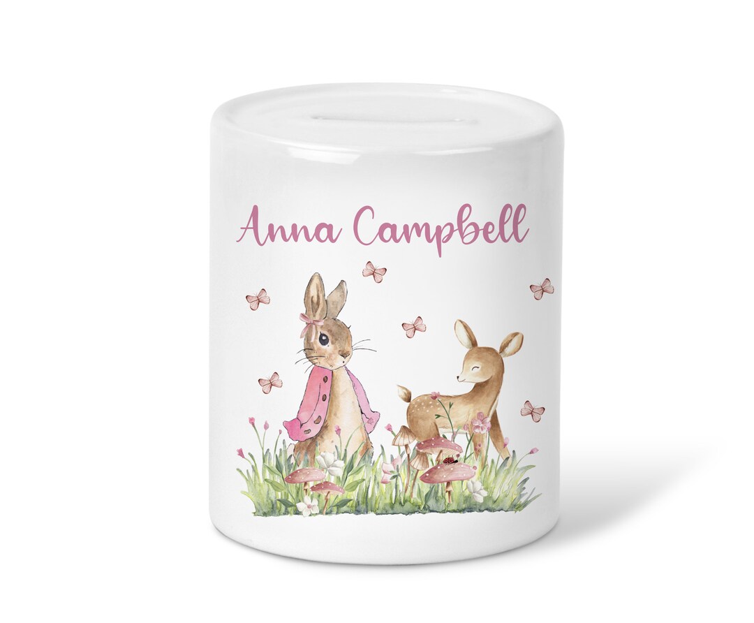 Peter Rabbit The Deer Personalised Peter Rabbit, Deer Initial Girls Gift Money Box-ceramic ...